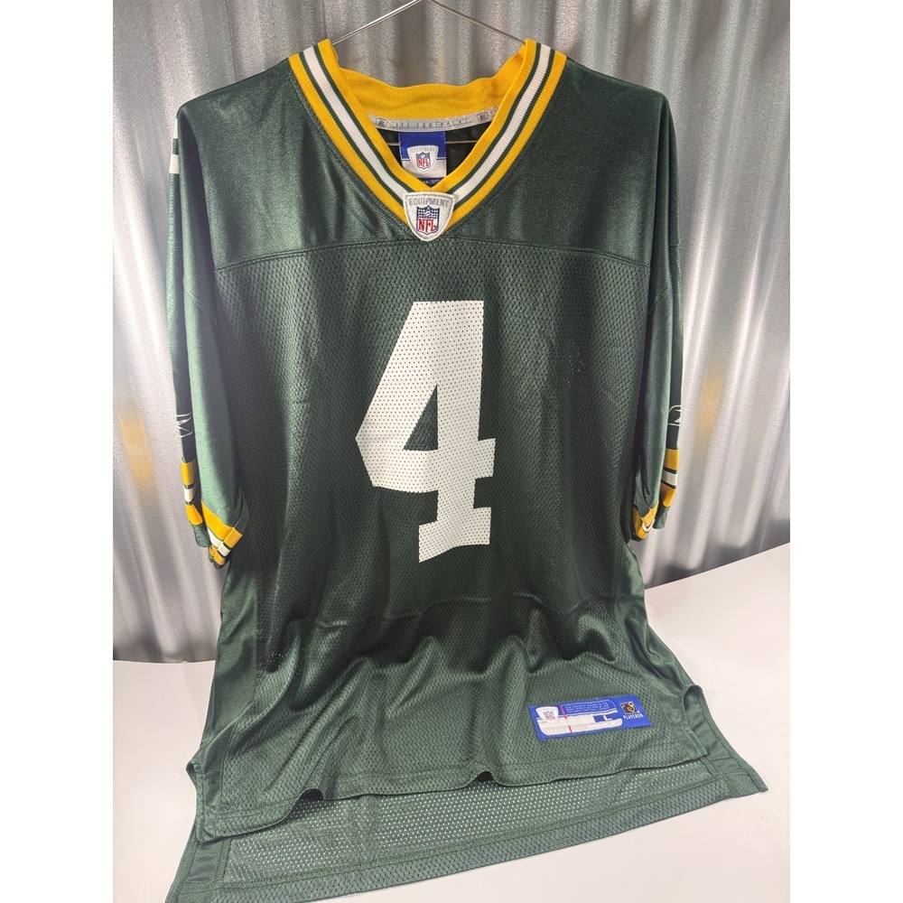 Reebok Brett Favre Jersey Mens L Green #4 Green Bay Packers NFL Football